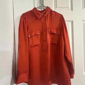 Michael Kors Bold Orange Button Down Shirt